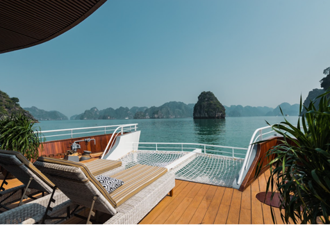 The CatBa Catamaran sunbath accommodation