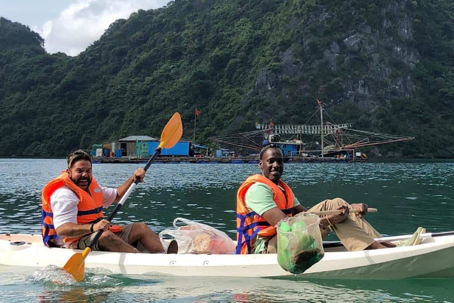 Experience kayaking at Cua Van fishing village